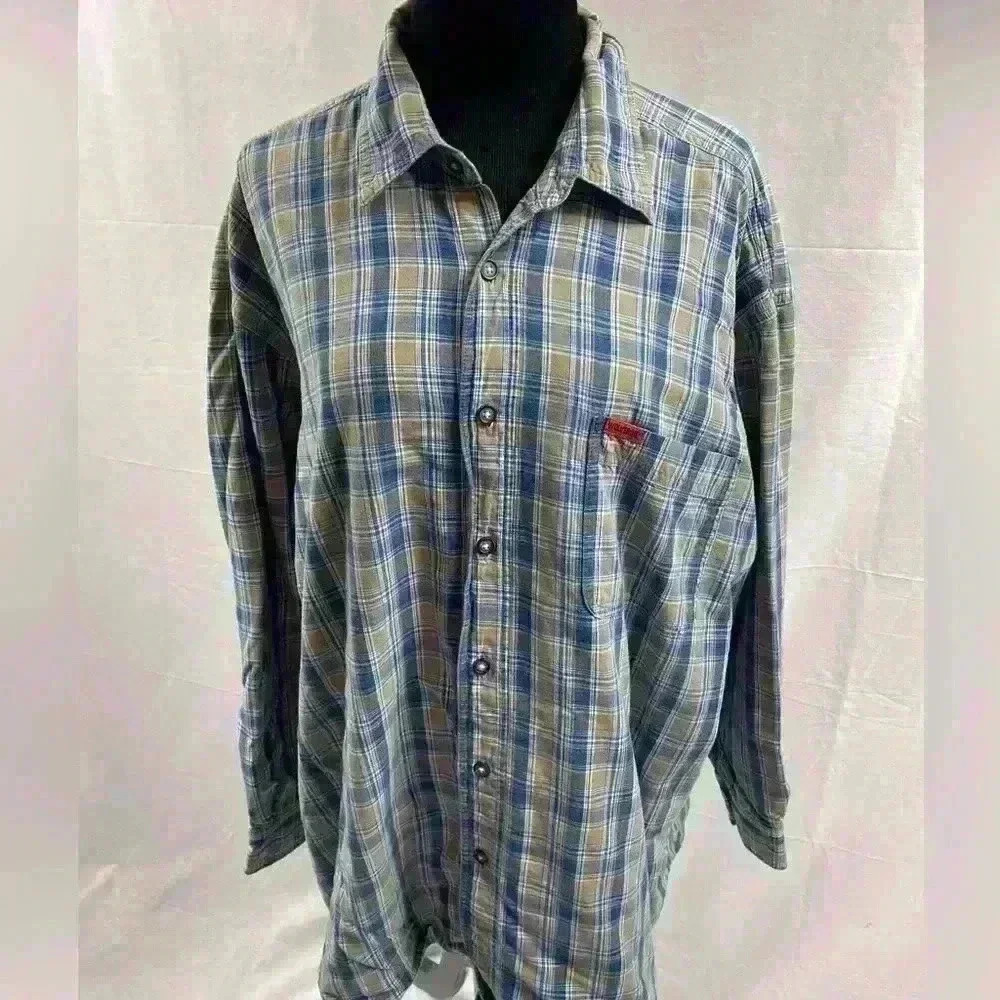 Wolverine Boots And Gear Flannel Long Sleeve Linned Shirt XL Grey & Blue